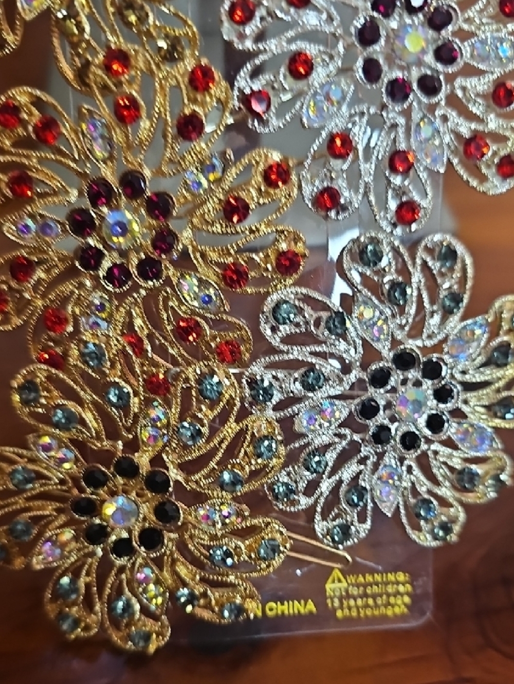 Crystal Flower Hair Clips - Multicolor Decorative Set - Picture 7 of 10